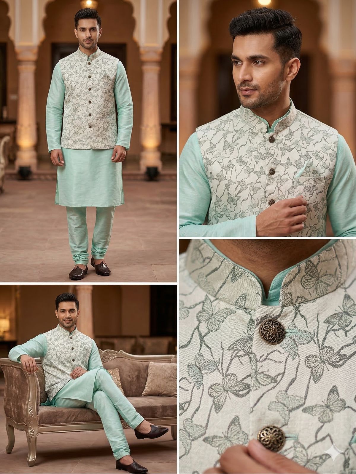 Kurta Payjama With Jacket Jacquard Work Banarasi Silk in Germany