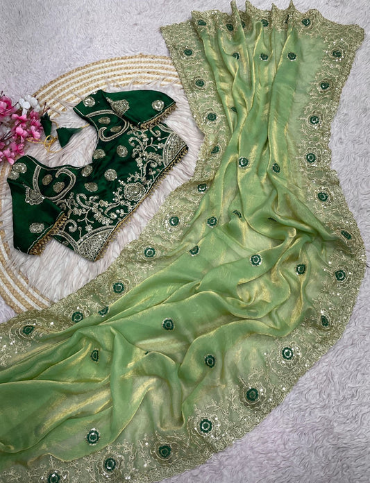 DEWLIGHT GRACE DESIGNER EMBROIDERY TISSUES SILK SAREE IN BERLIN