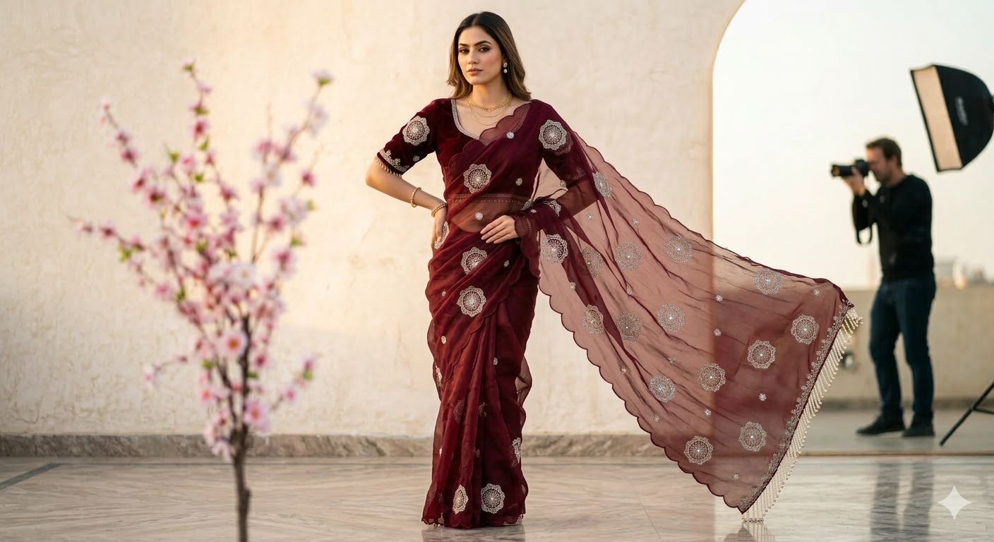 Bollywood Designer Fandy Satin Saree for Women | Festive & Party Wear in Germany