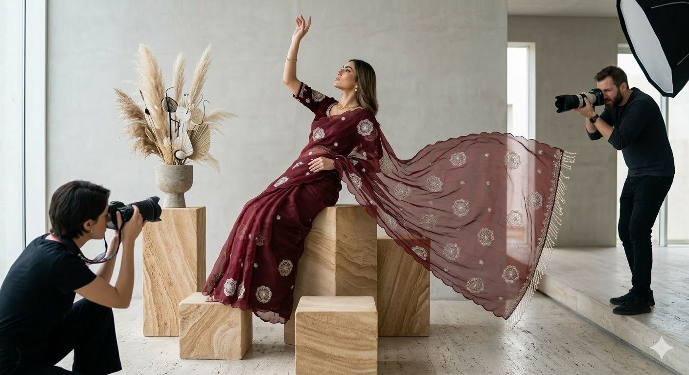 Bollywood Designer Fandy Satin Saree for Women | Festive & Party Wear in Germany