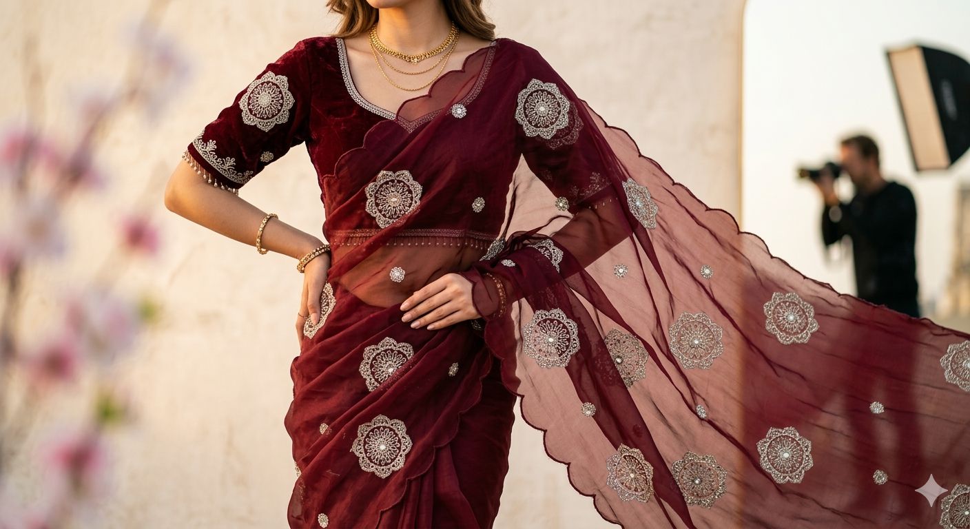 Bollywood Designer Fandy Satin Saree for Women | Festive & Party Wear in Germany