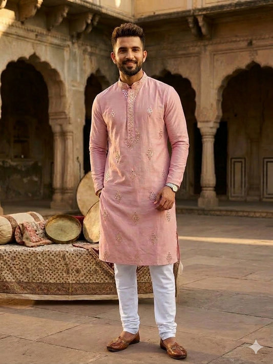 MENS CHIKENKARI HEAVY RAYON KURTA IN GERMANY