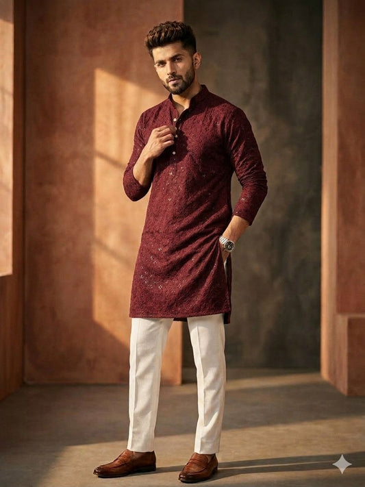 Embroidered Chikankari Kurta for Men In Berlin