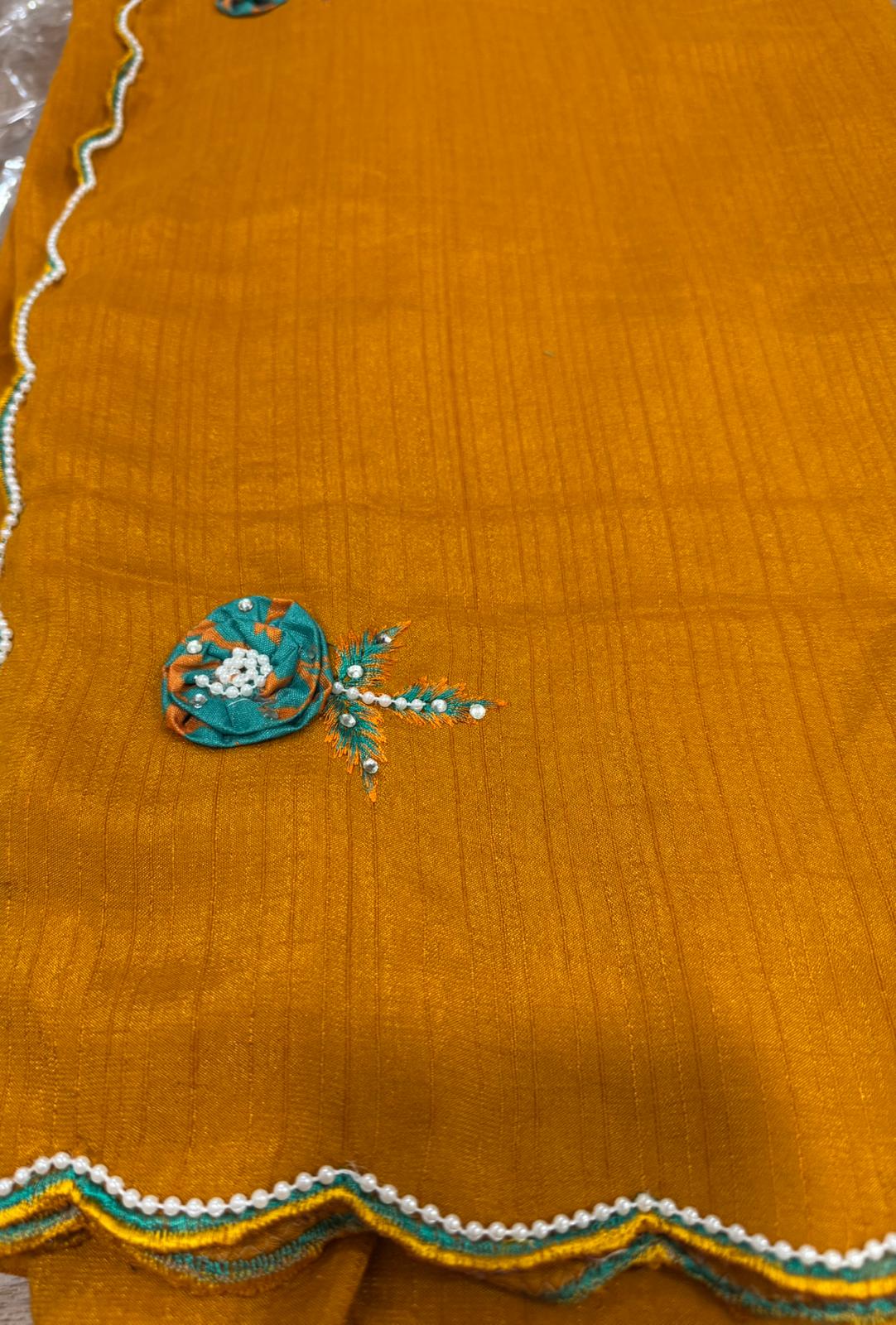 Mustard Yellow Saree with stitched blouse in Germany