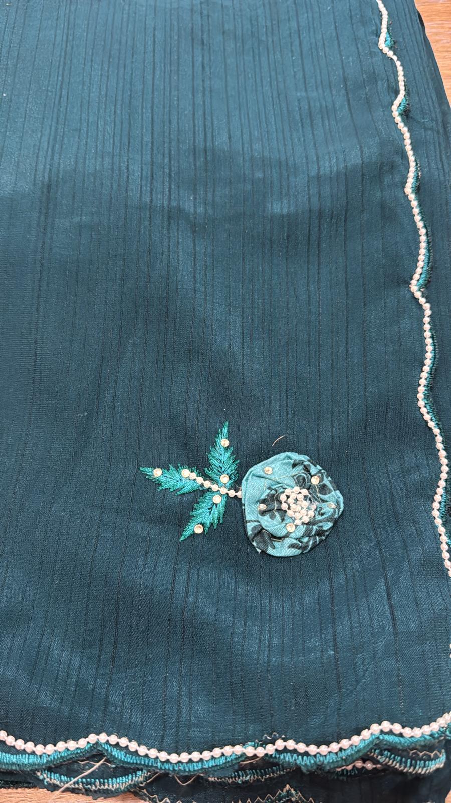 Rama Blue Saree with stitched blouse in Germany