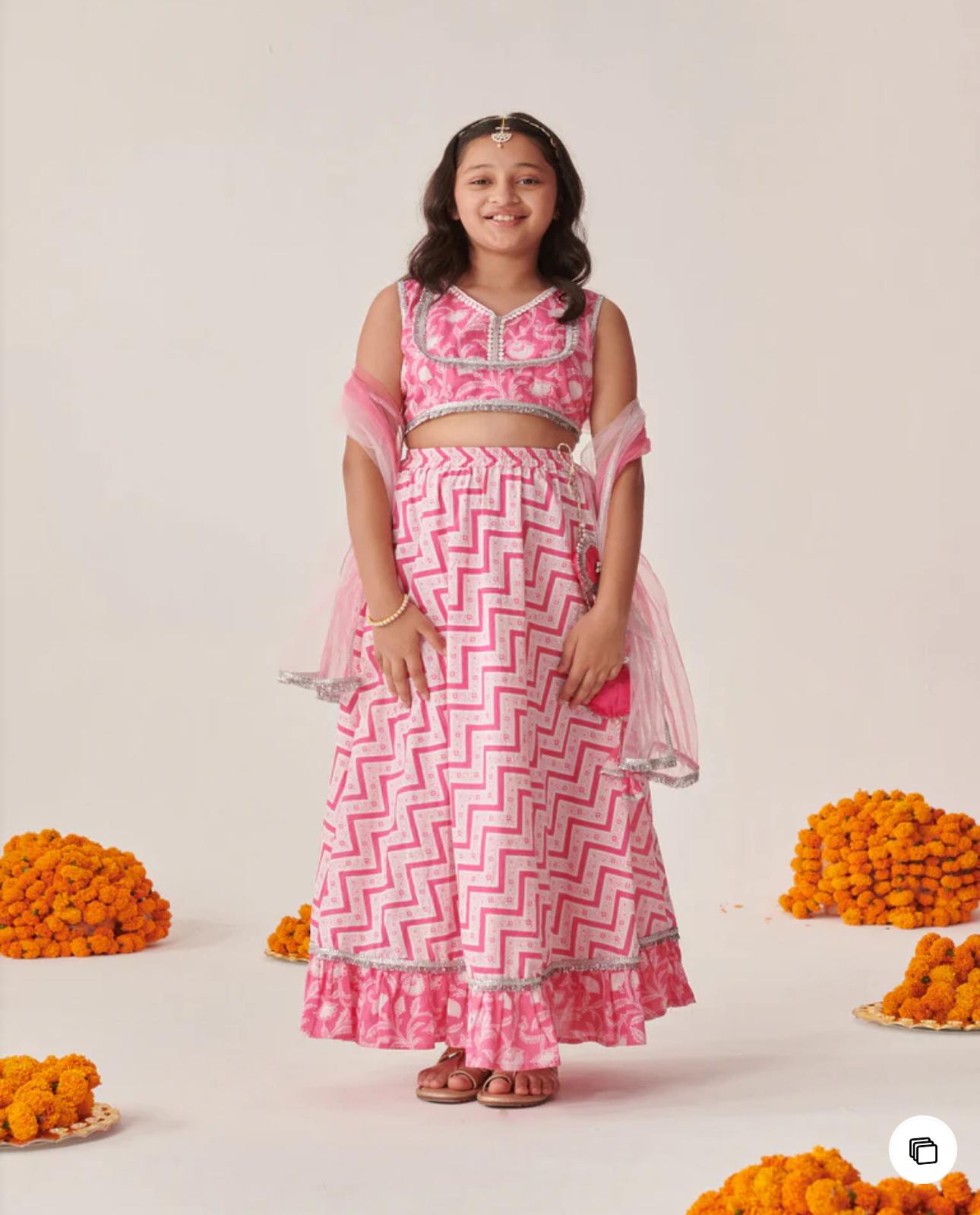 Girls Printed Ready To Wear Lehenga Blouse With Dupatta in Germany