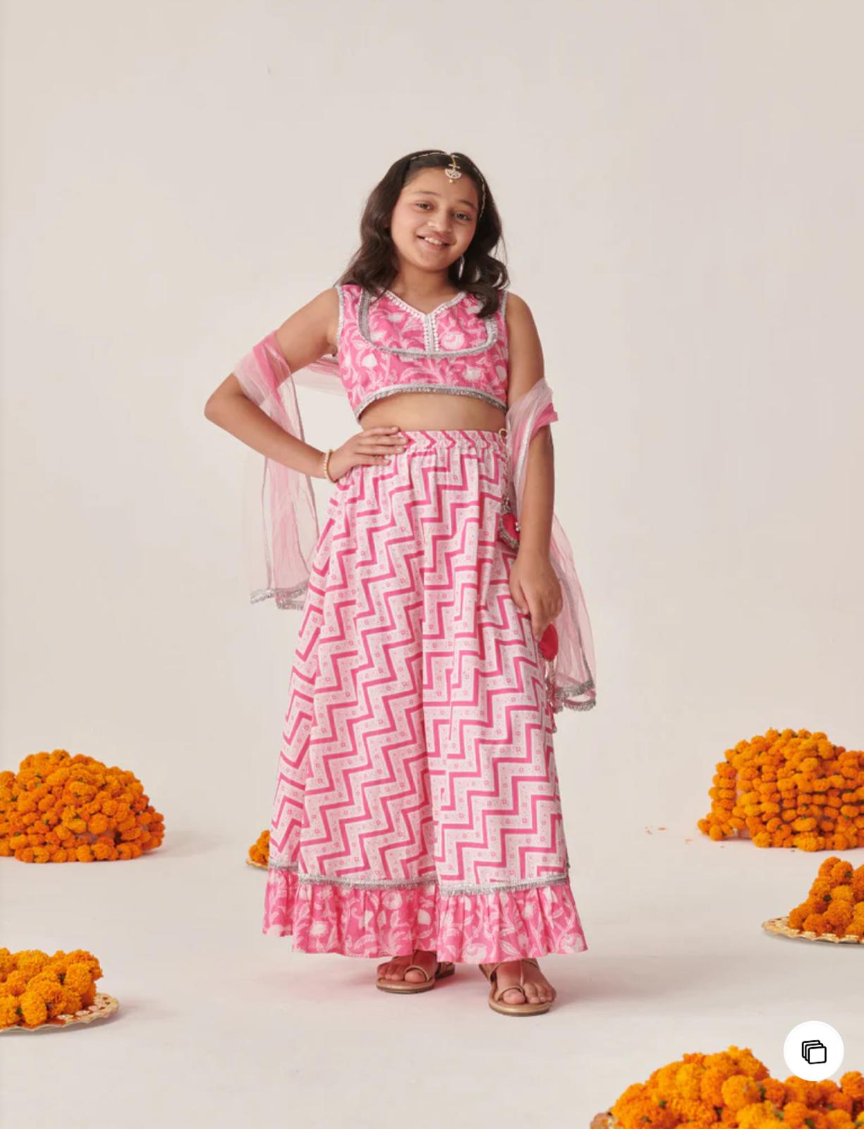 Girls Printed Ready To Wear Lehenga Blouse With Dupatta in Germany