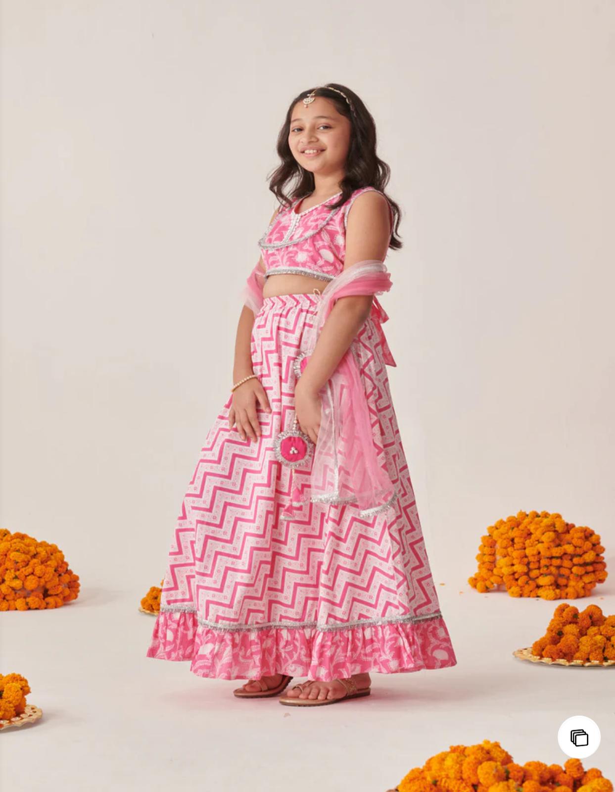 Girls Printed Ready To Wear Lehenga Blouse With Dupatta in Germany
