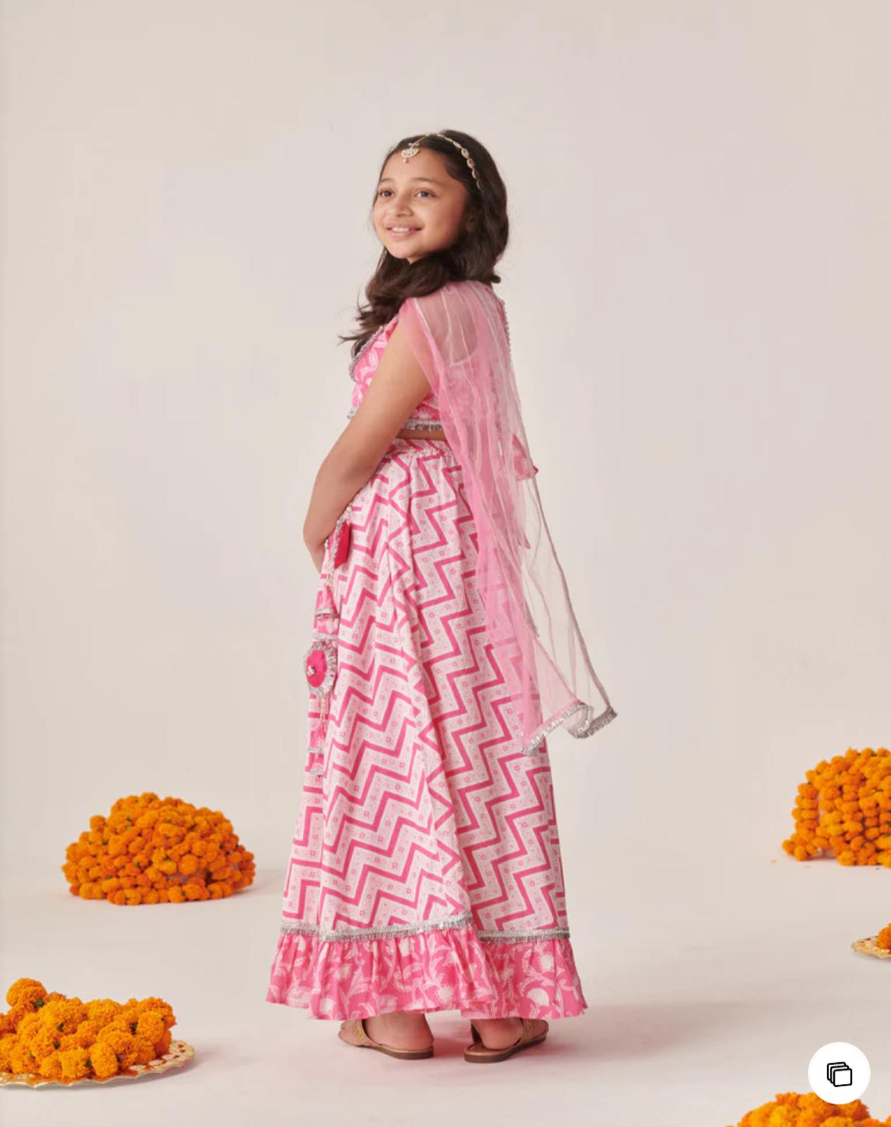 Girls Printed Ready To Wear Lehenga Blouse With Dupatta in Germany