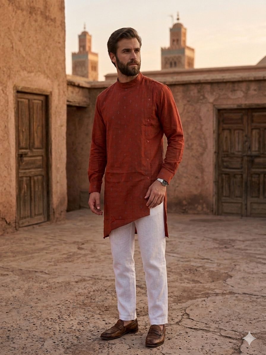 Ethnic Men cotton Blend Kurta Churidar set in Germany