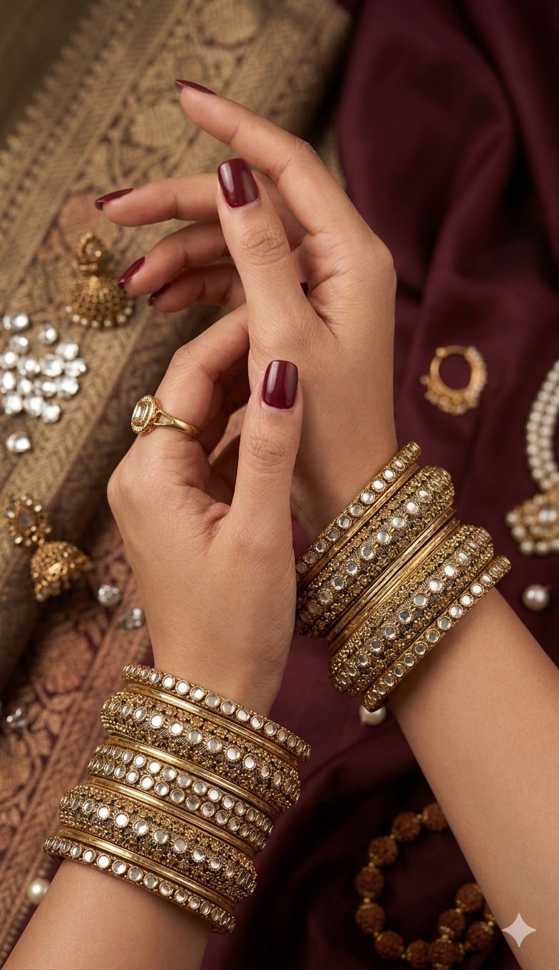 Golden Kundan bangles set in Berlin