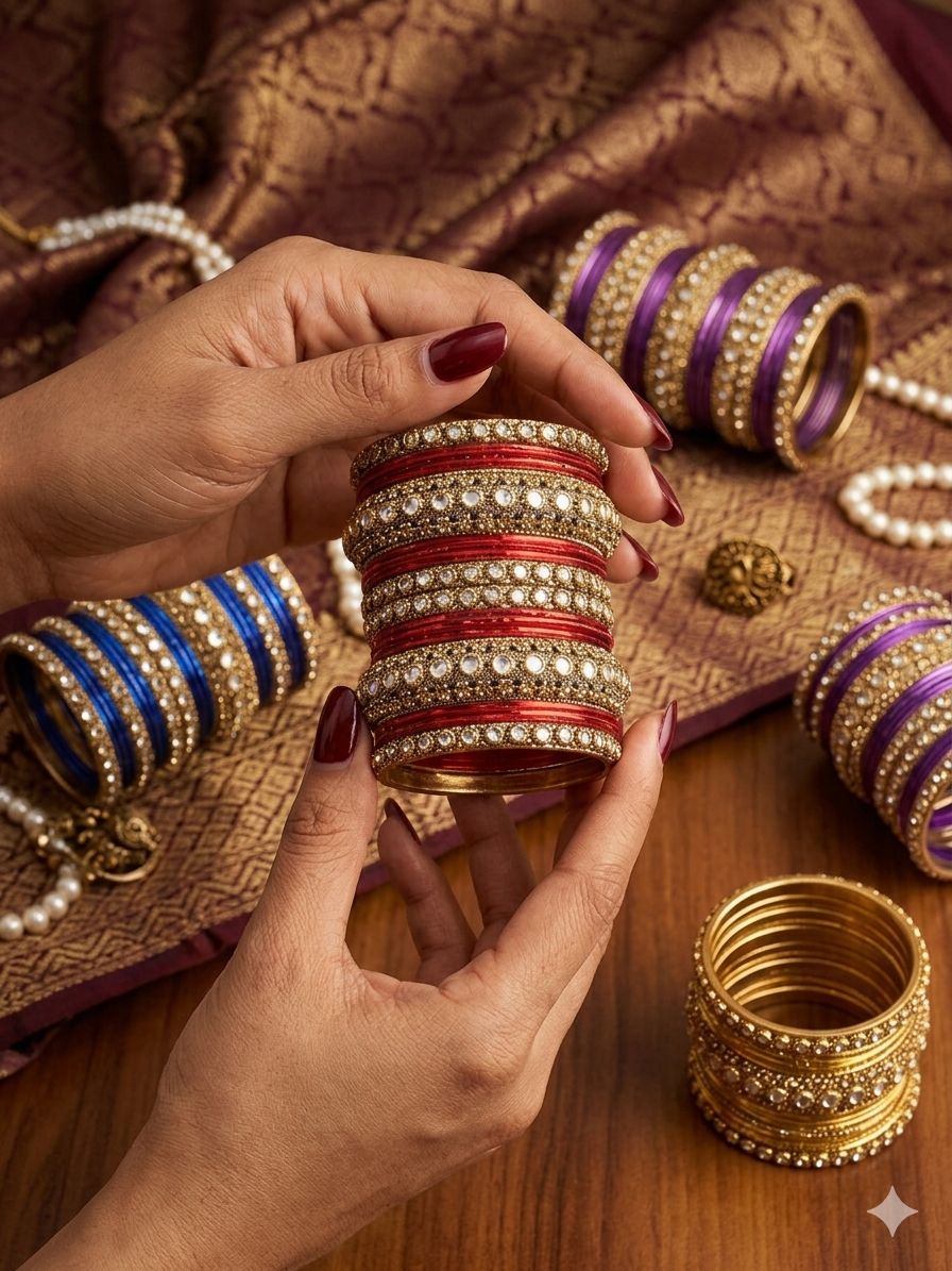 Red Kundan bangles set in Berlin