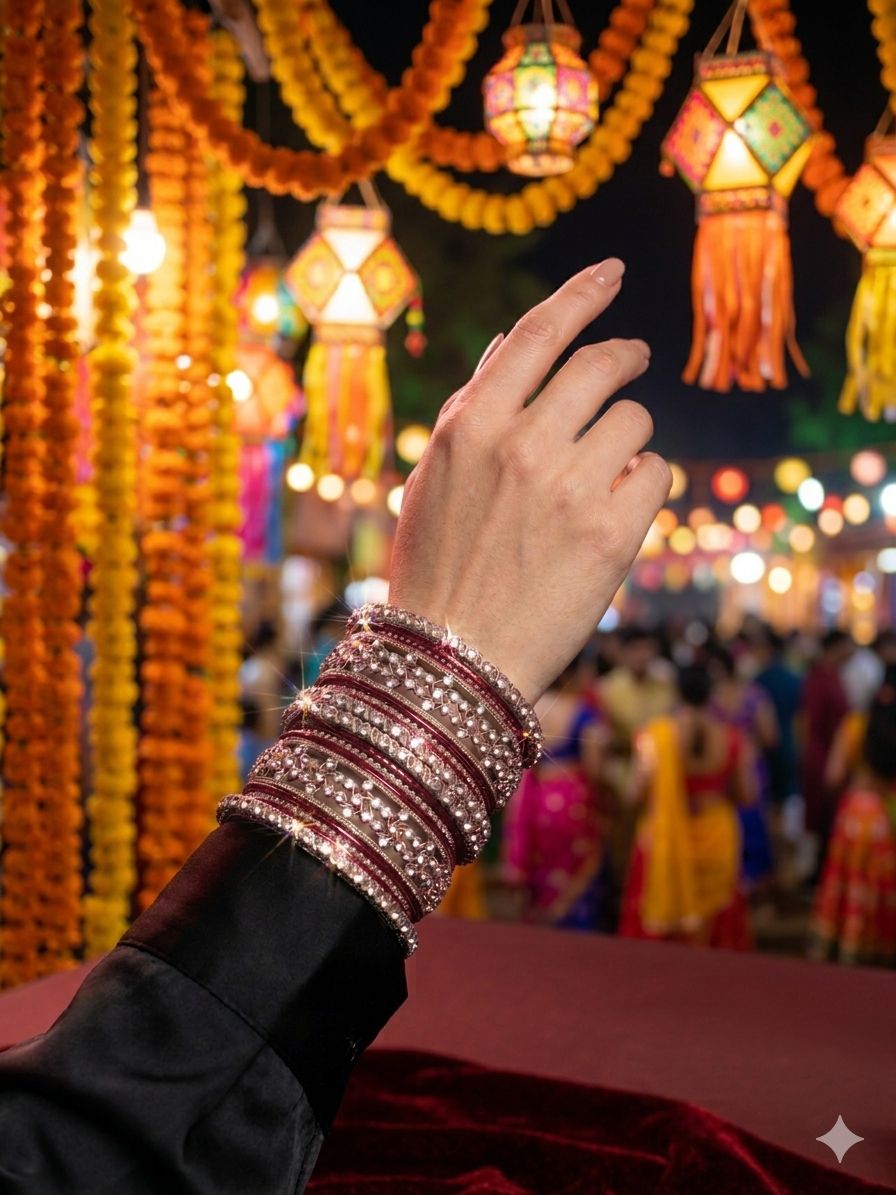 Red Kundan bangles set in Germany