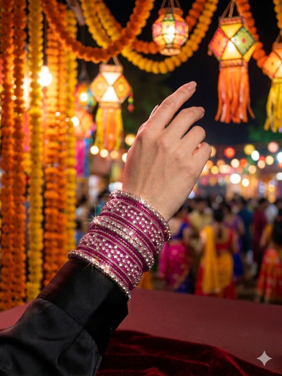 Pink Kundan bangles set in Germany