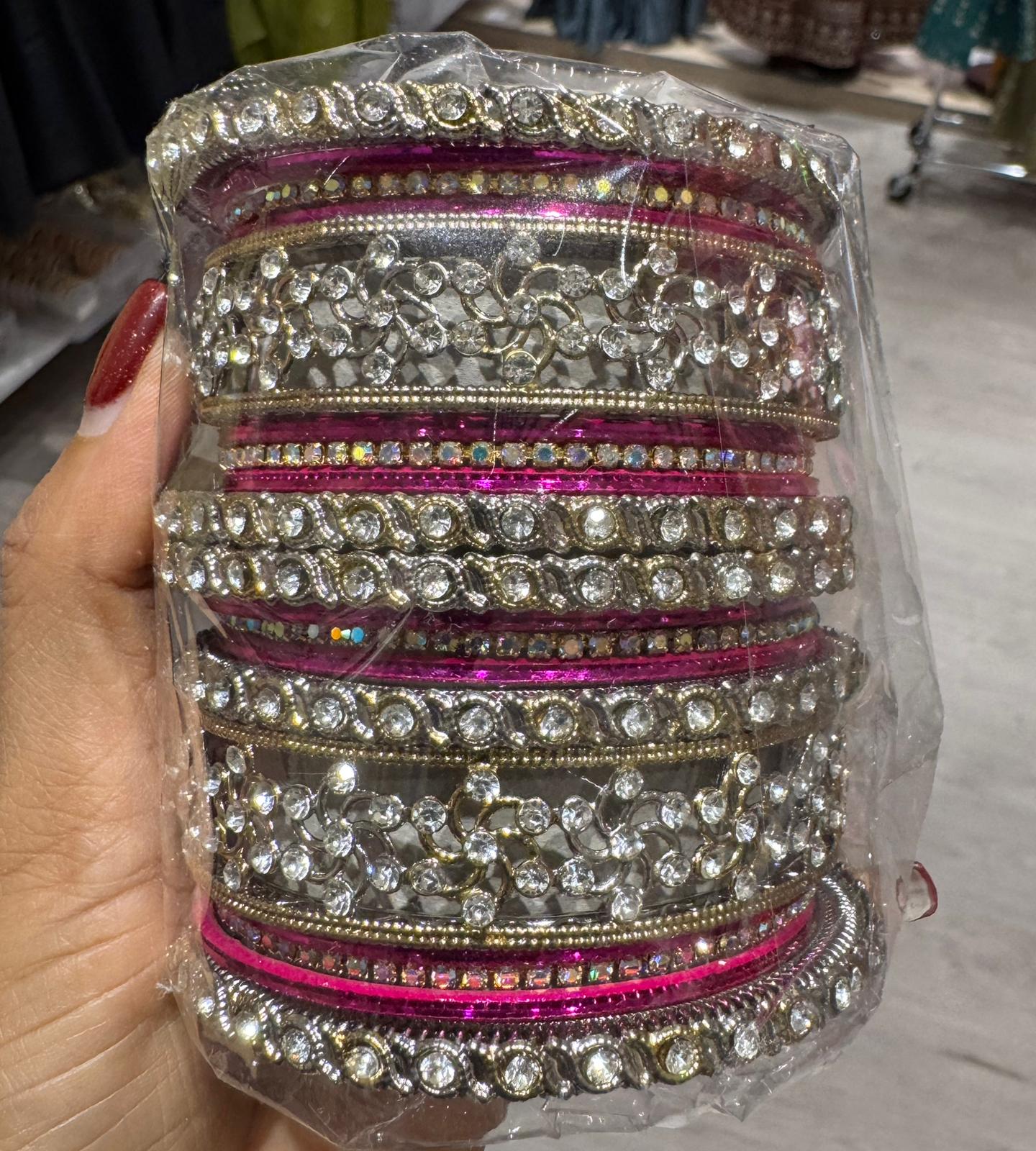 Pink Kundan bangles set in Germany