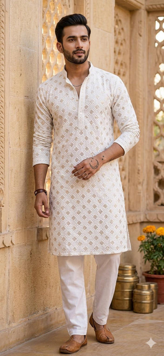 Linen Embroidery Premium Cotton Kurta Pajama set in Berlin