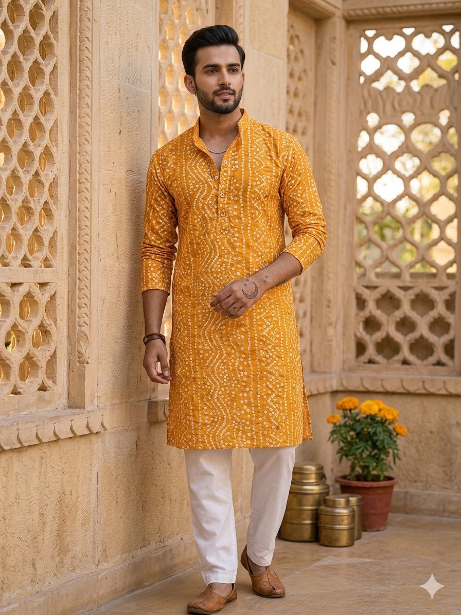 Men's ethnic printed kurta with Pajama in Berlin