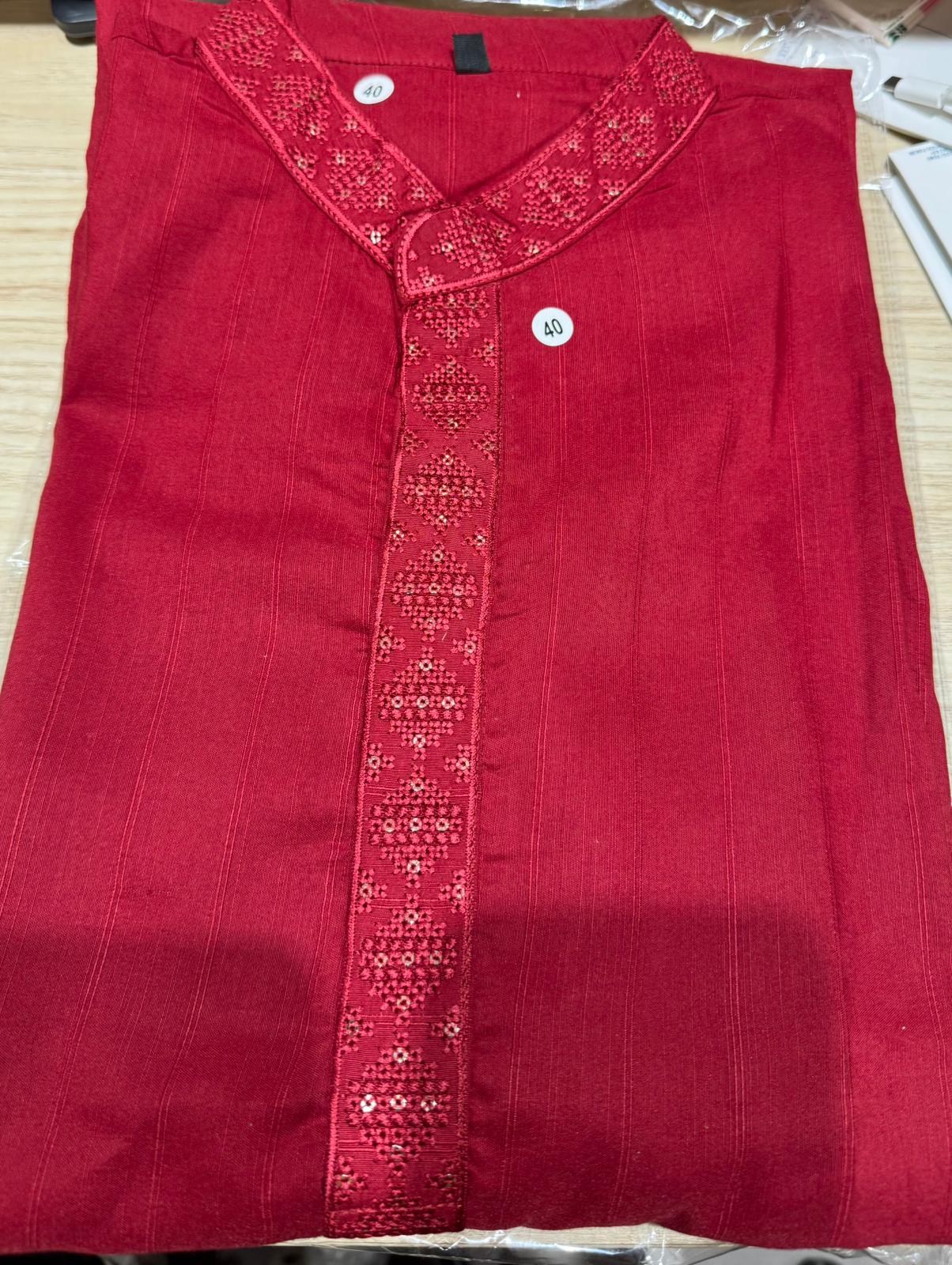 Maroon soft cotton kurta with pajama in Germany