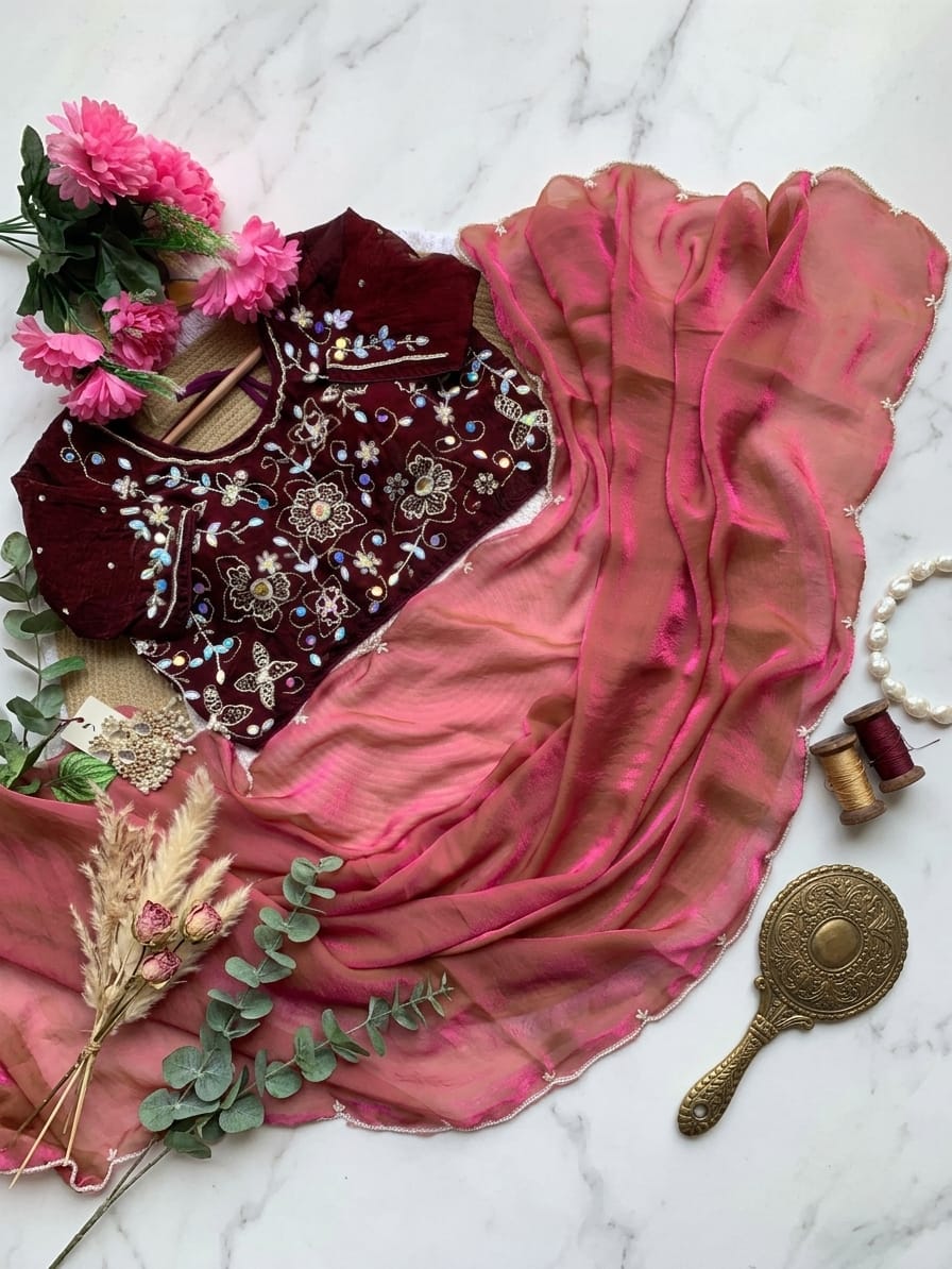 Pink Unique Fendy saree in Berlin
