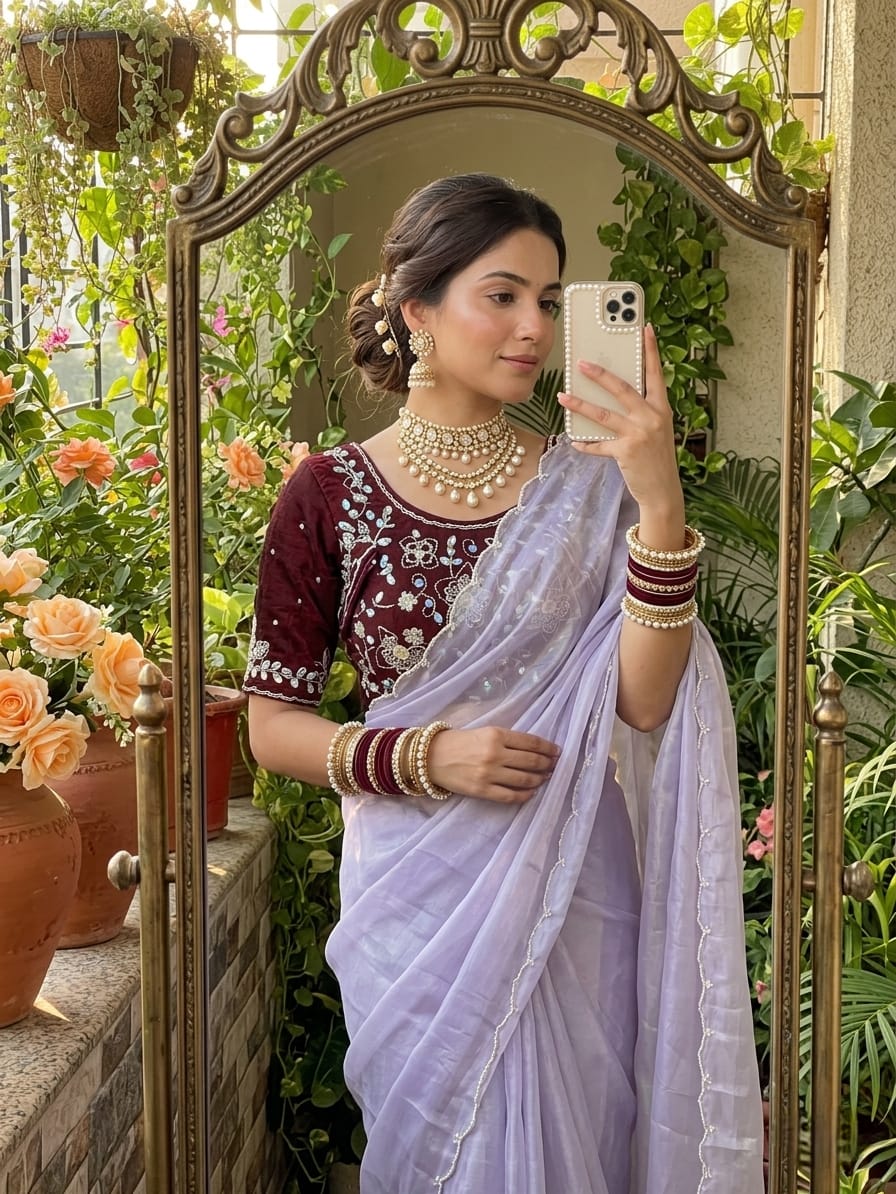 Lavender Unique Fendy saree in Berlin
