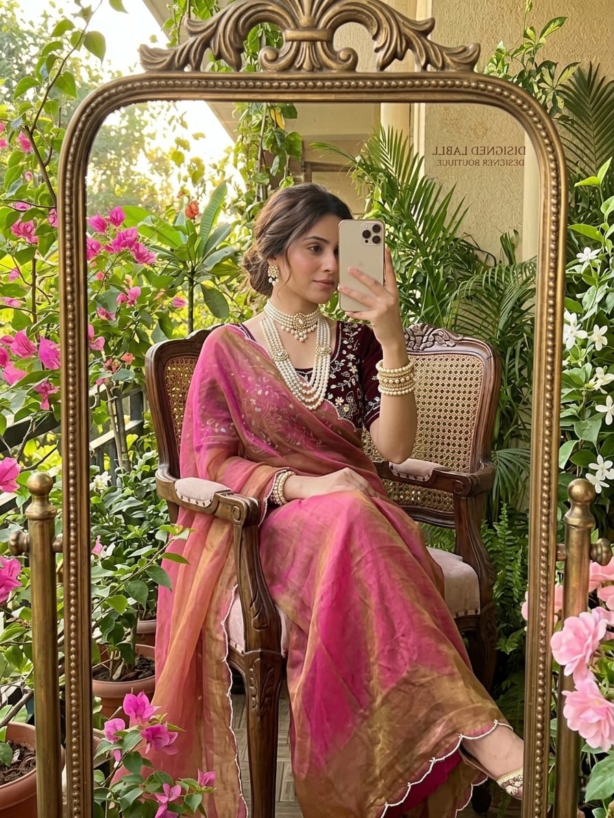 Pink Unique Fendy saree in Berlin
