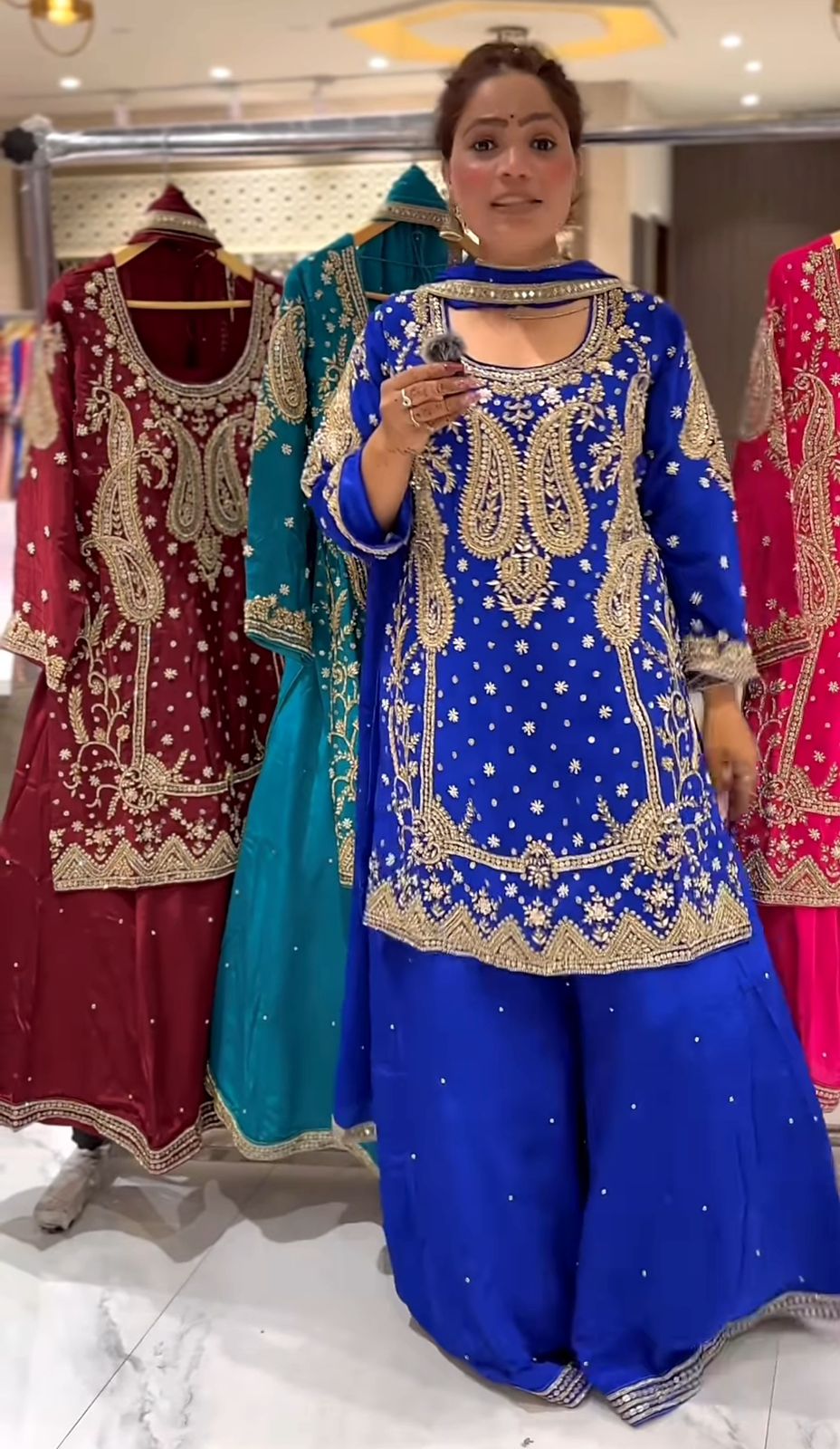 Royal Blue Party Wear Look Top , Sharara Plazzo and Dupatta in Germany
