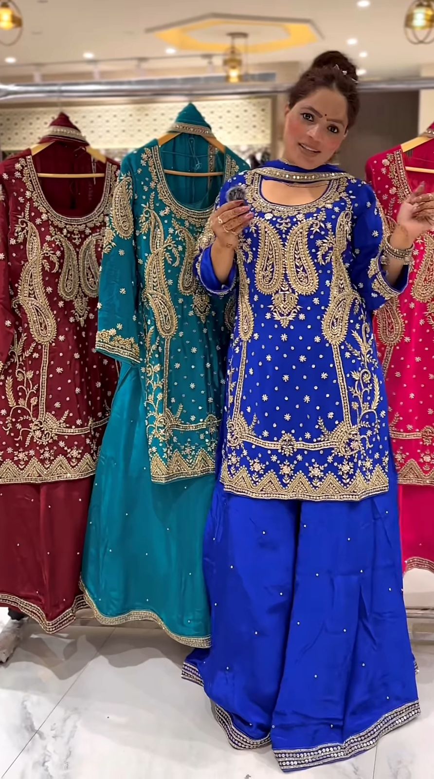 Royal Blue Party Wear Look Top , Sharara Plazzo and Dupatta in Germany