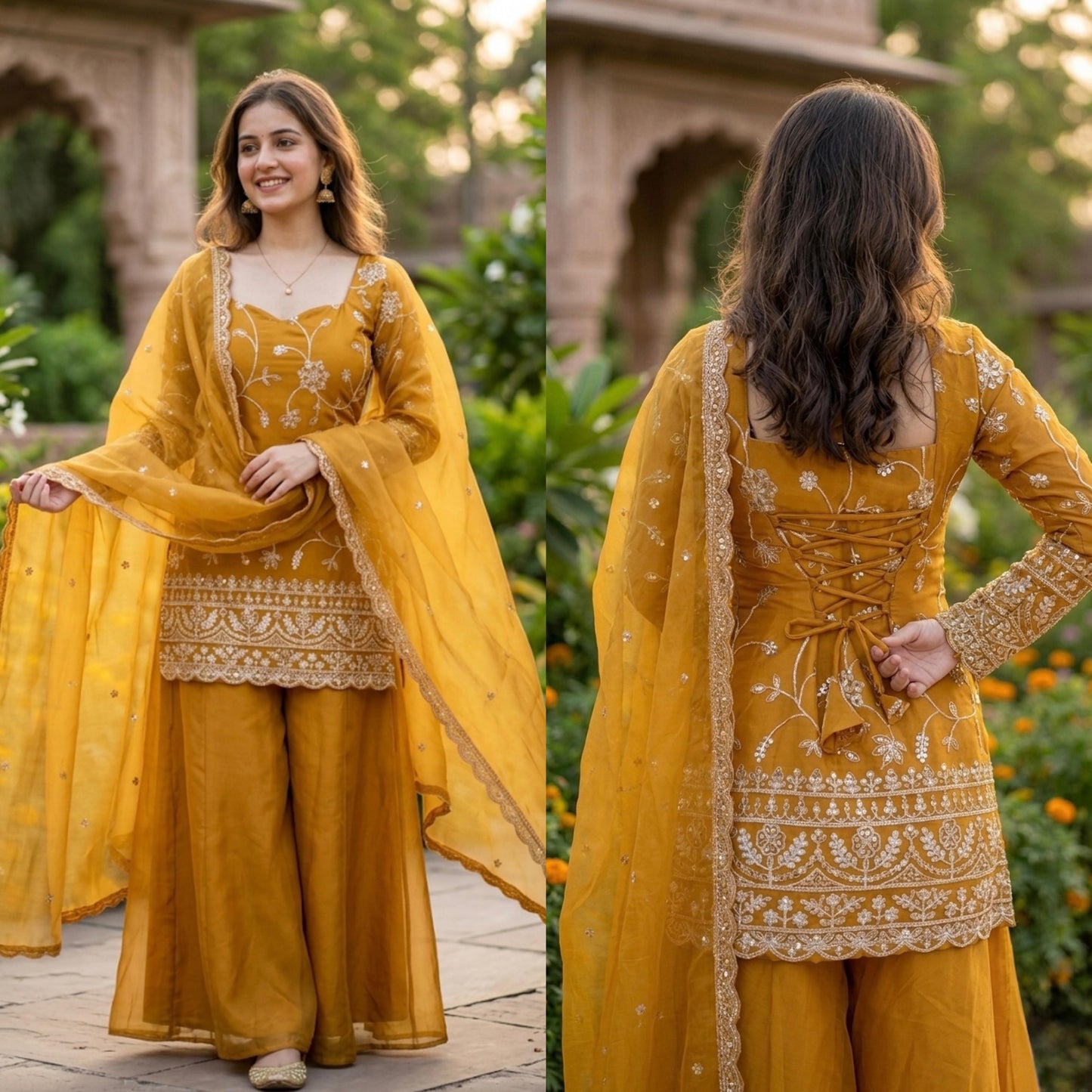 Embroidery Sequence Worked Top-Plazzo And Dupatta Set in Berlin