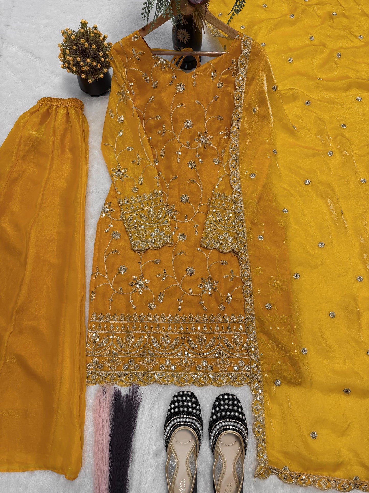 Embroidery Sequence Worked Top-Plazzo And Dupatta Set in Berlin