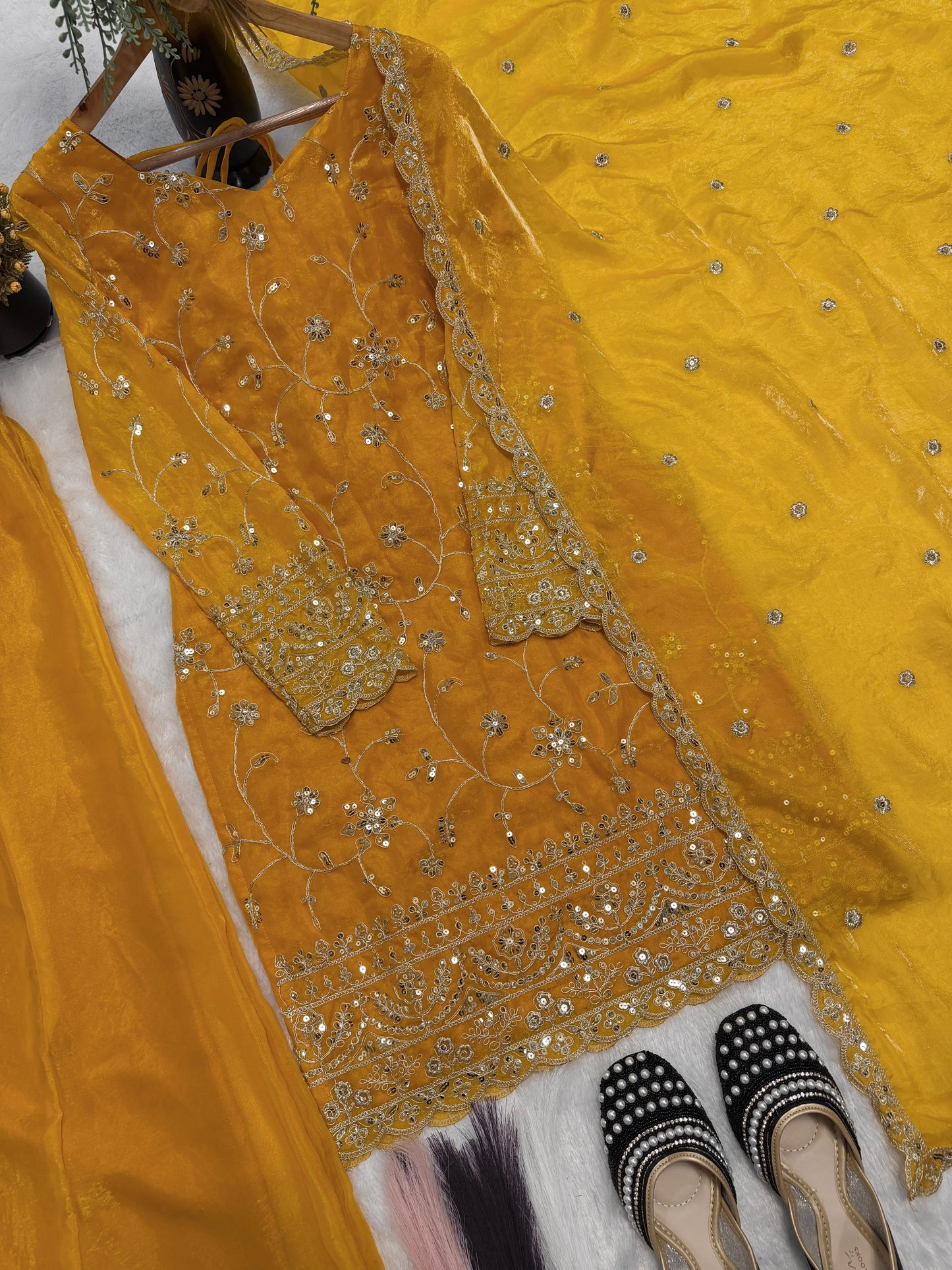 Embroidery Sequence Worked Top-Plazzo And Dupatta Set in Berlin