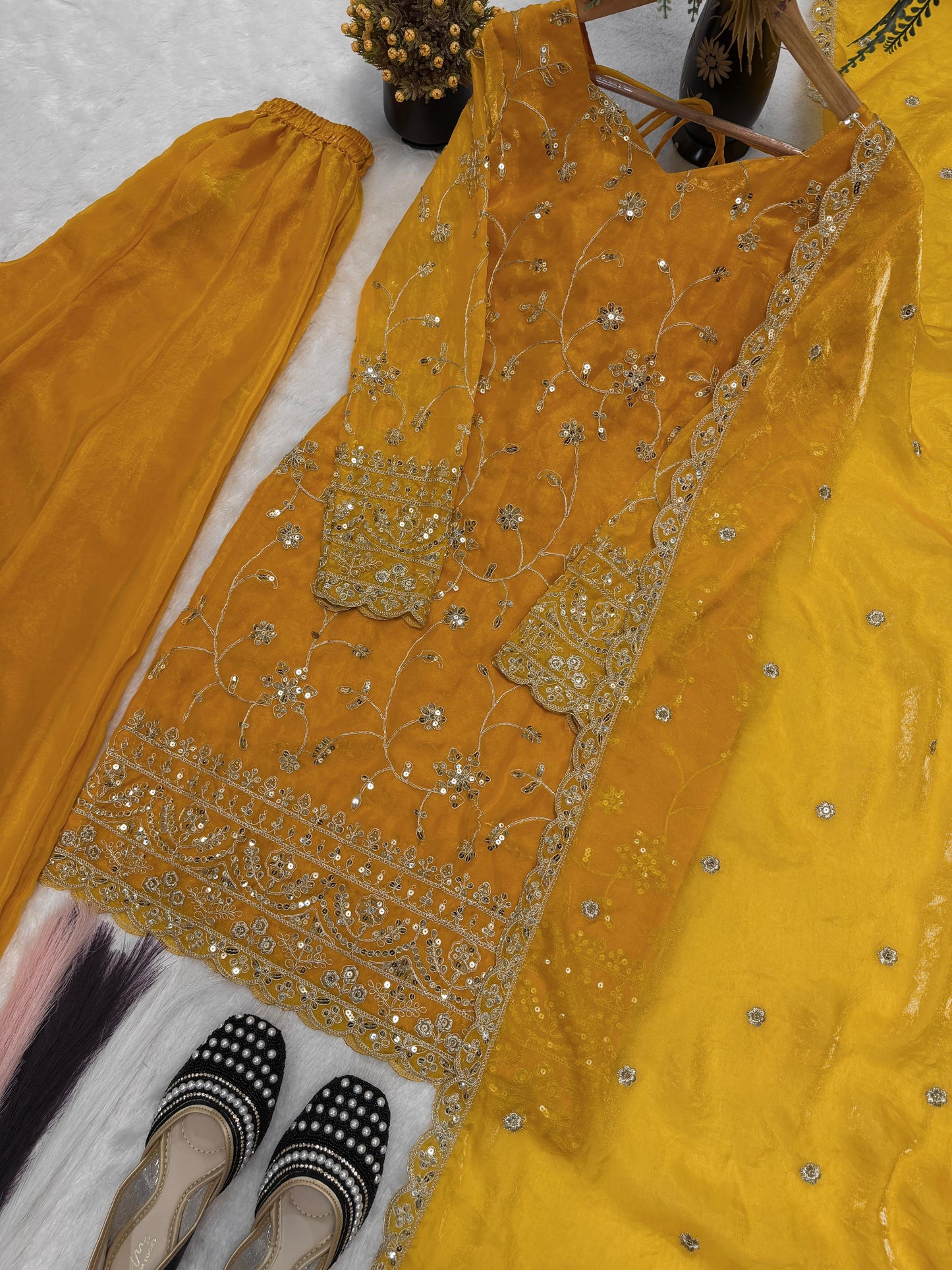 Embroidery Sequence Worked Top-Plazzo And Dupatta Set in Berlin