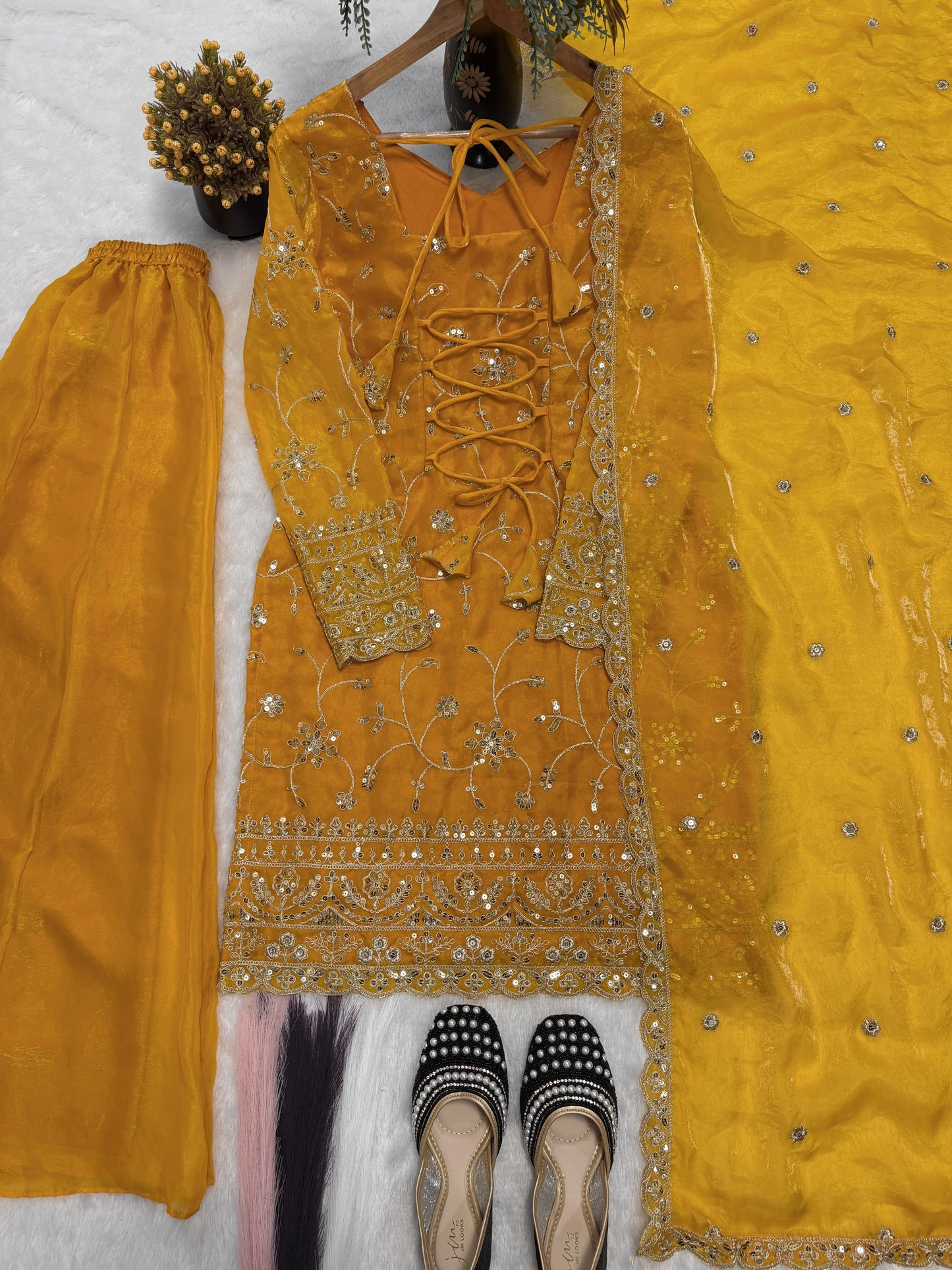 Embroidery Sequence Worked Top-Plazzo And Dupatta Set in Berlin