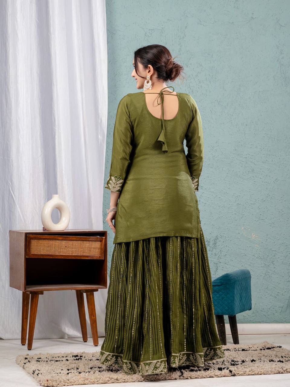Green Heavy Embroidery Suit in Germany