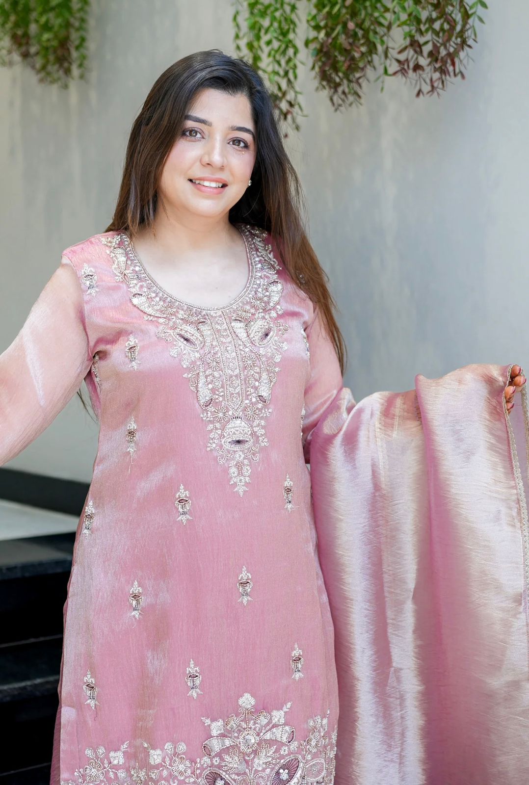 Pink Silk And Heavy Embroidery Sequence Work Top-Bottom And Dupatta Set in Germany