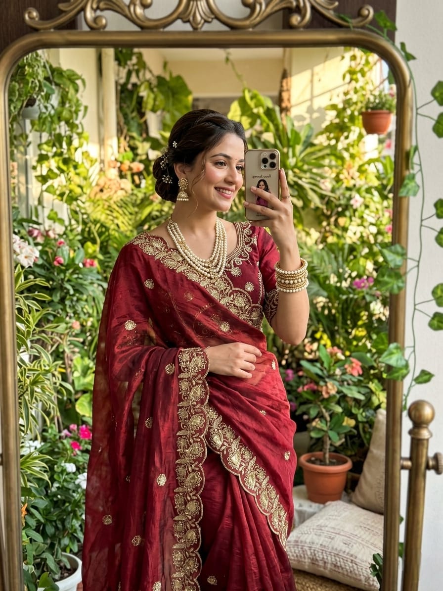 Maroon Beautiful saree in Germany