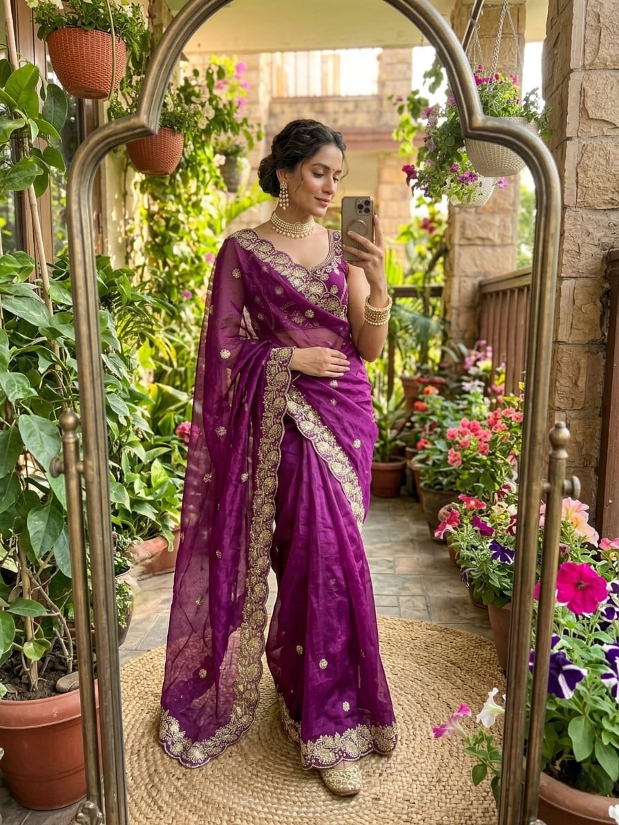 Violet Beautiful saree in Germany