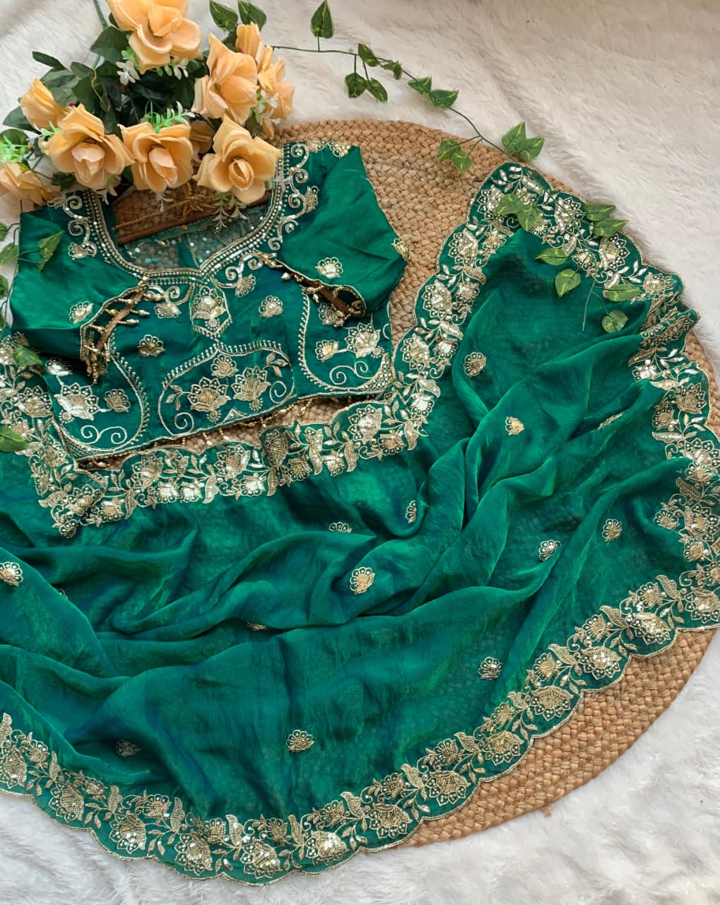 Emerald Green Beautiful saree in Germany