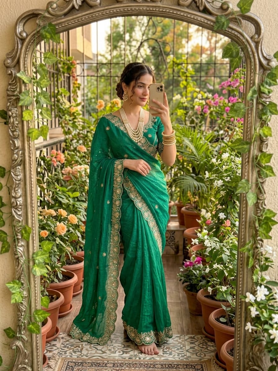 Emerald Green Beautiful saree in Germany