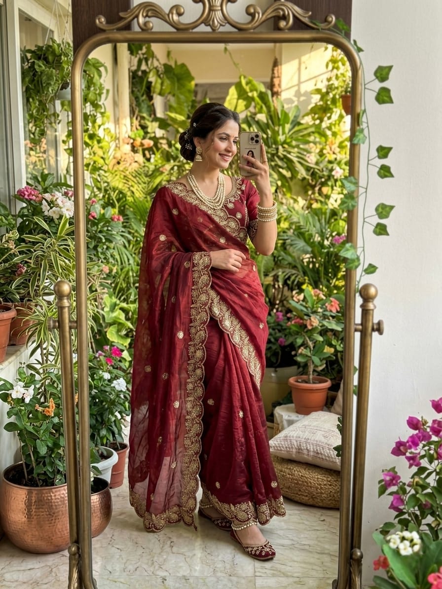 Maroon Beautiful saree in Germany
