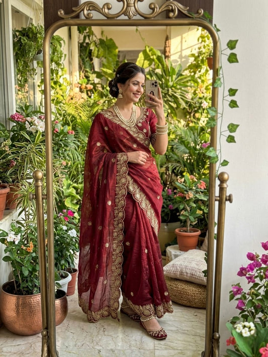 Maroon Beautiful saree in Germany