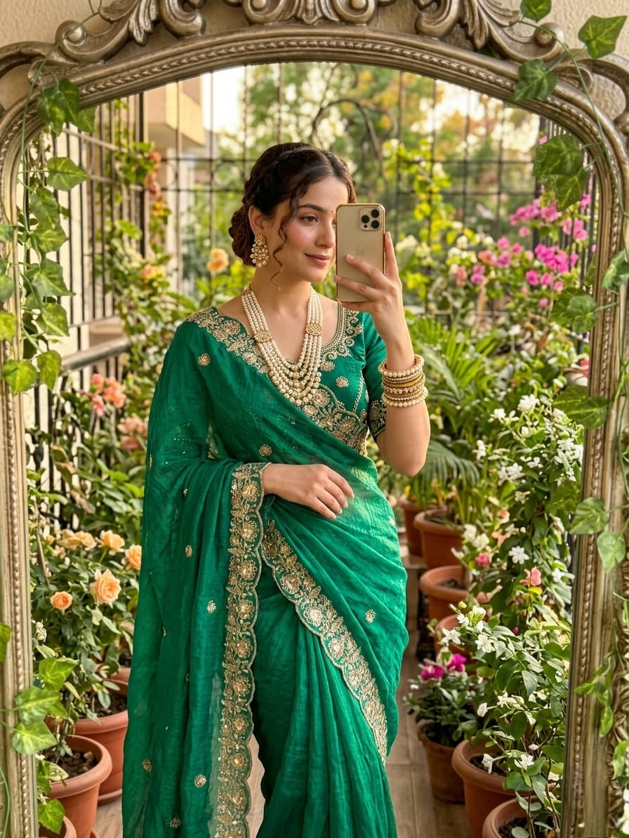 Emerald Green Beautiful saree in Germany