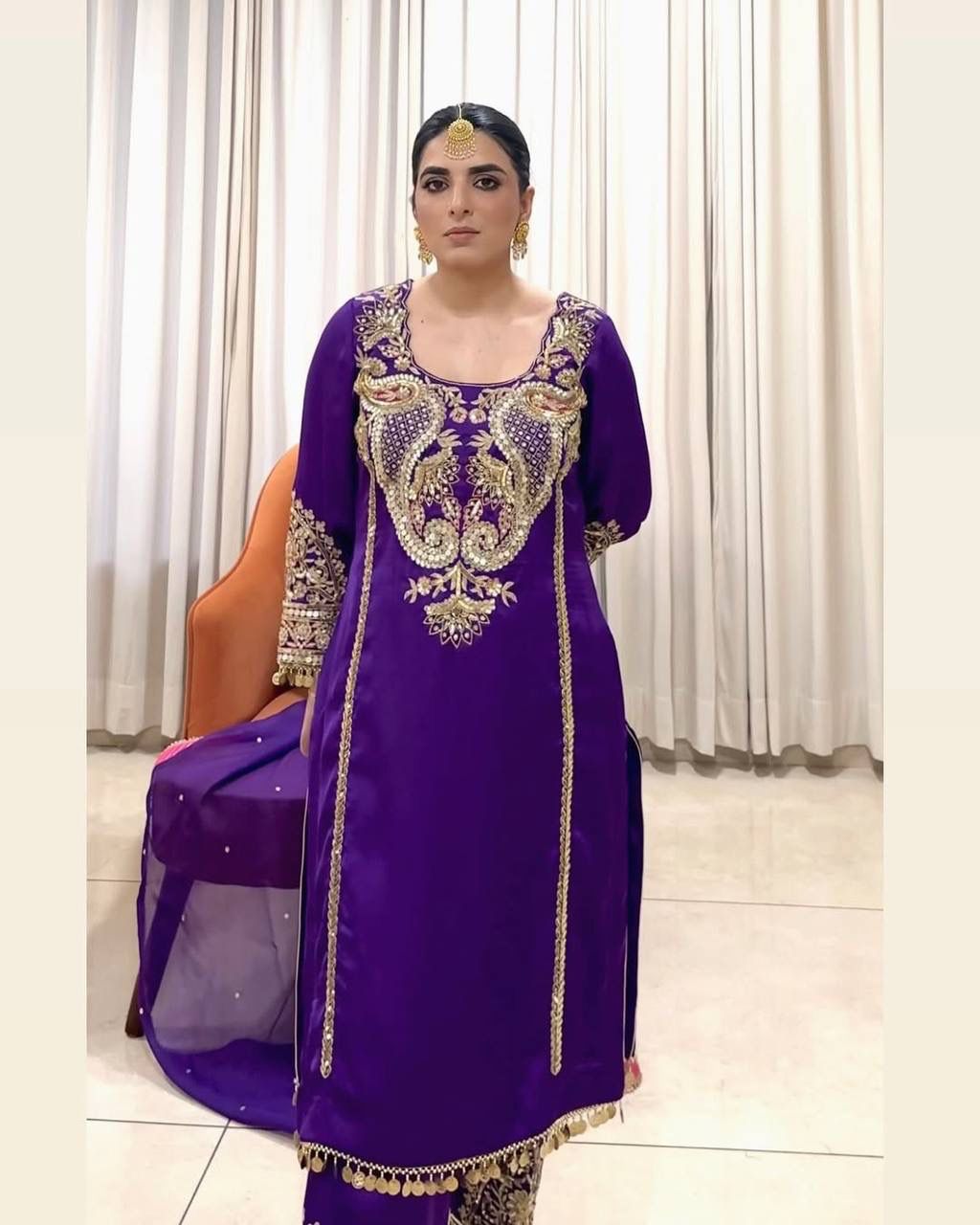 PARTY WEAR HEAVY EMBROIDERY SEQUENCE WORK SUIT SET IN GERMANY