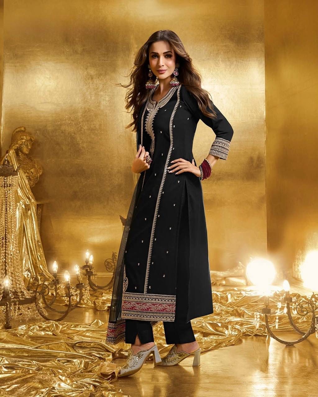 DESIGNER PARTY WEAR HEAVY EMBROIDERY CODING SEQUENCE WORK SUIT SET IN BERLIN