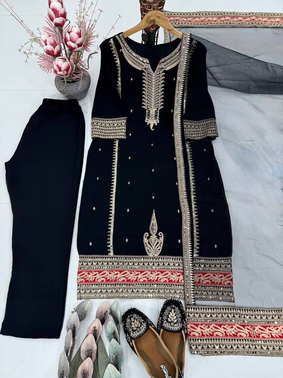 DESIGNER PARTY WEAR HEAVY EMBROIDERY CODING SEQUENCE WORK SUIT SET IN BERLIN