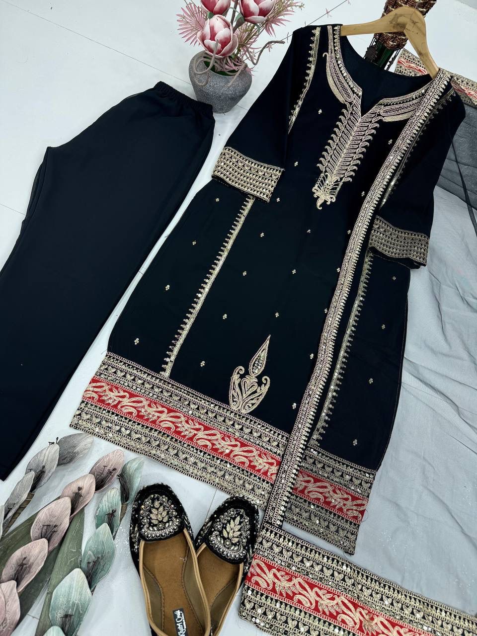DESIGNER PARTY WEAR HEAVY EMBROIDERY CODING SEQUENCE WORK SUIT SET IN BERLIN