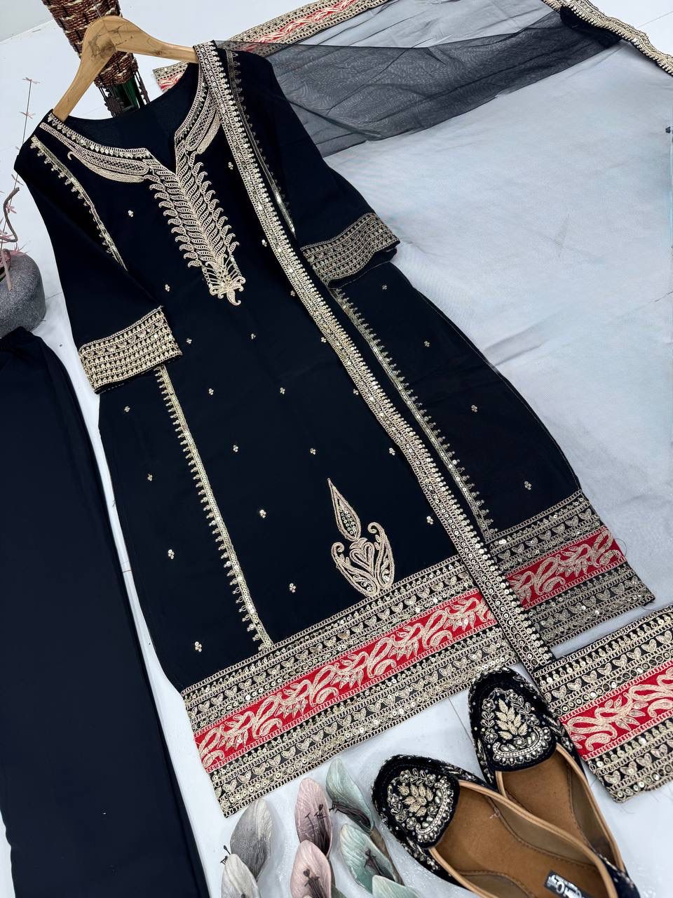 DESIGNER PARTY WEAR HEAVY EMBROIDERY CODING SEQUENCE WORK SUIT SET IN BERLIN