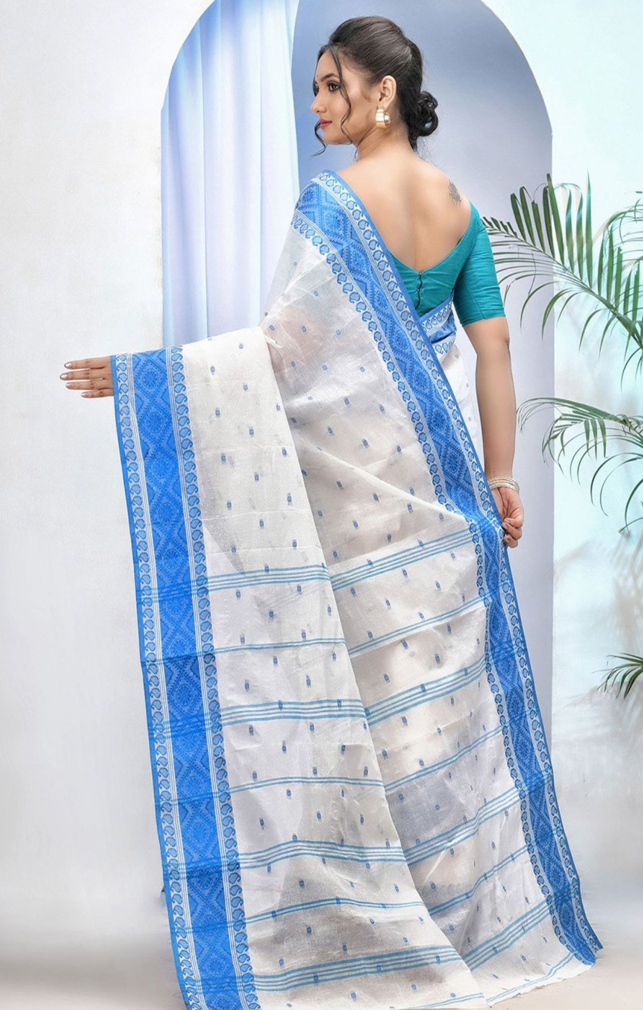 Women Woven Design Pure Cotton Jamdani Saree in Germany(Onam Saree)