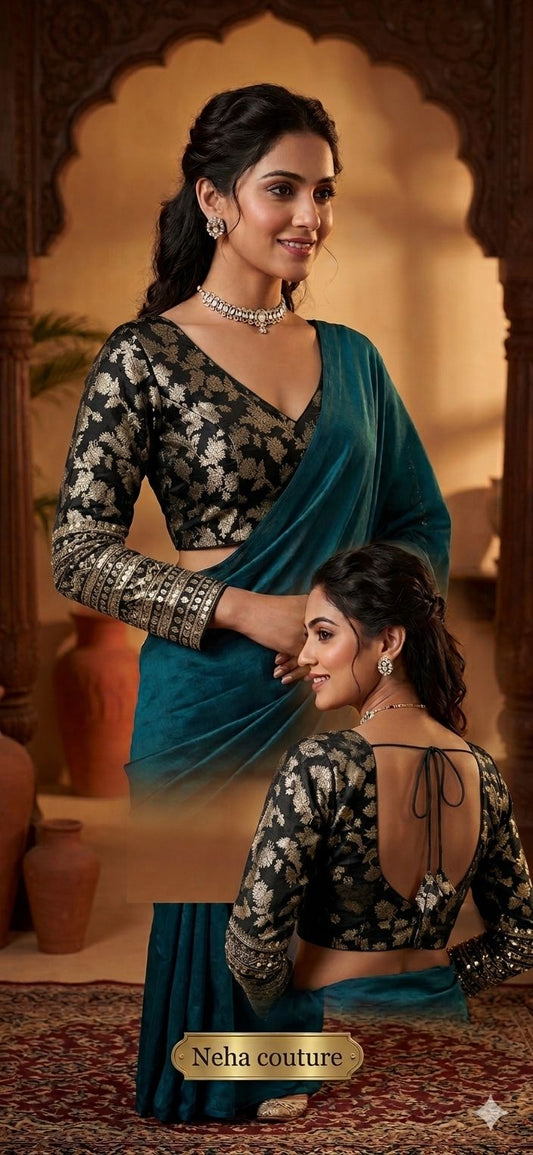 Black Readymade blouse with embroidery in Germany