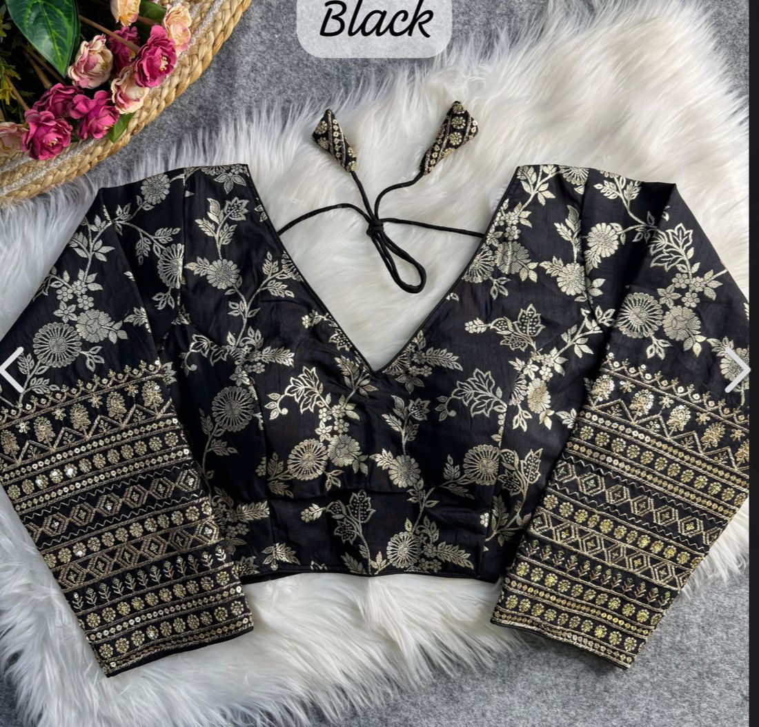 Black Readymade blouse with embroidery in Germany