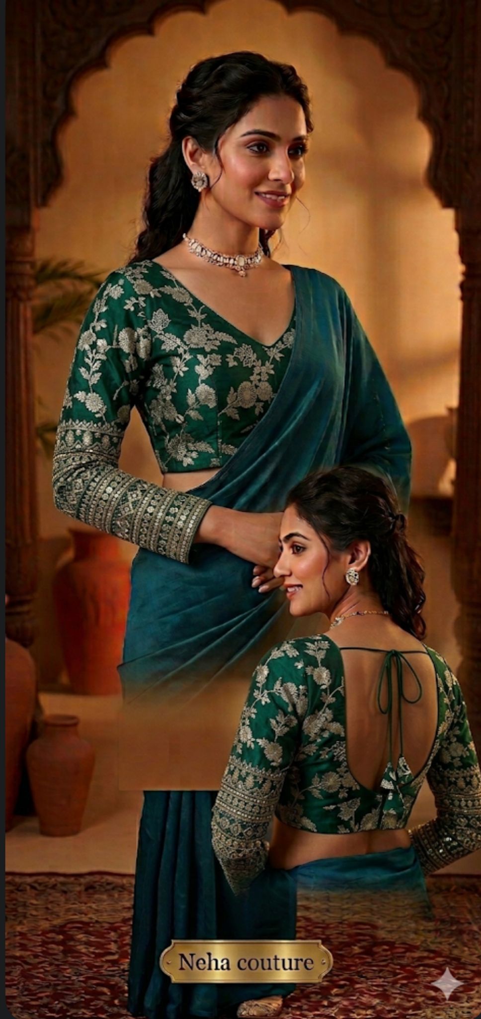 Green Readymade blouse with embroidery in Germany